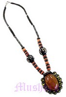 Resin Oval Pendant Necklace - click here for large view